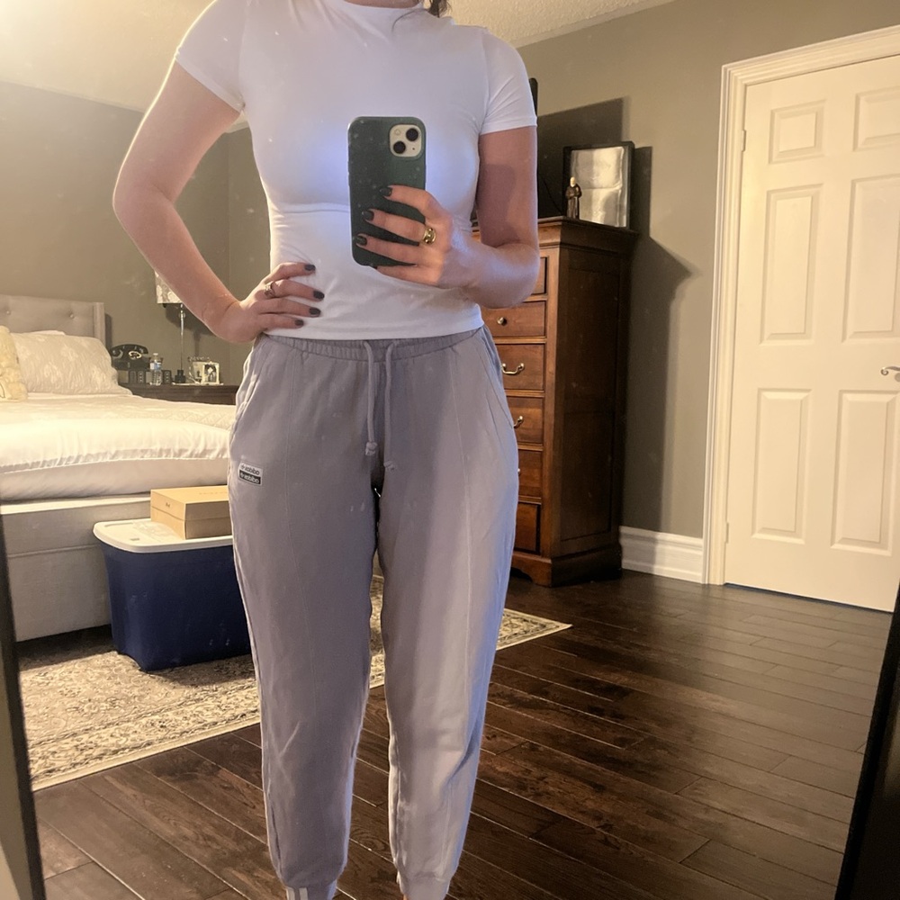 Lilac Adidas Brand with the Three Stripes Joggers